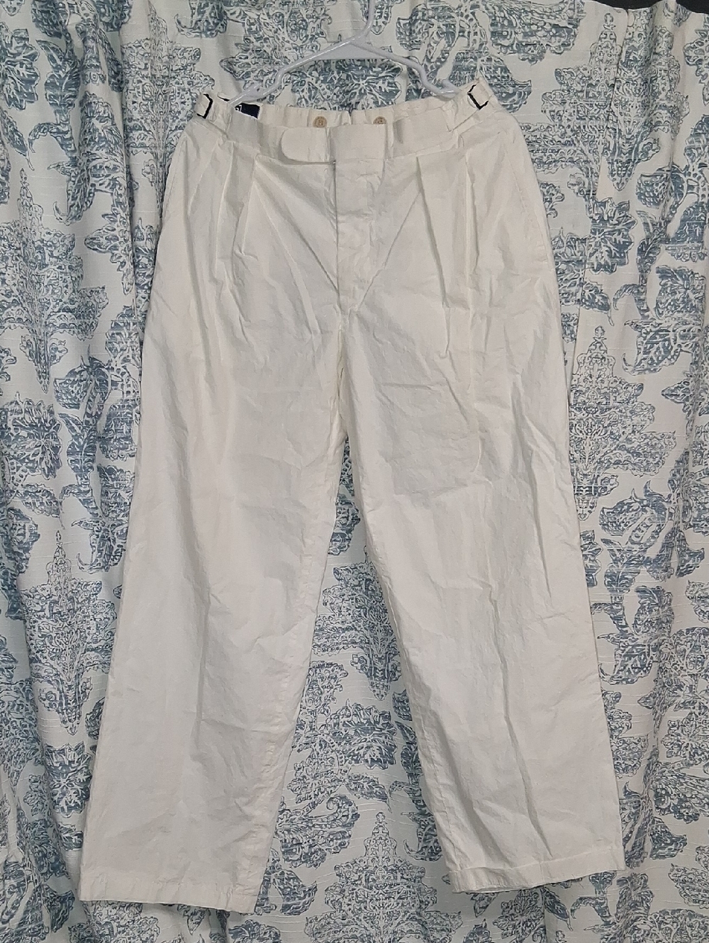 Ralph Lauren White Pleated Chinos with Side Tabs